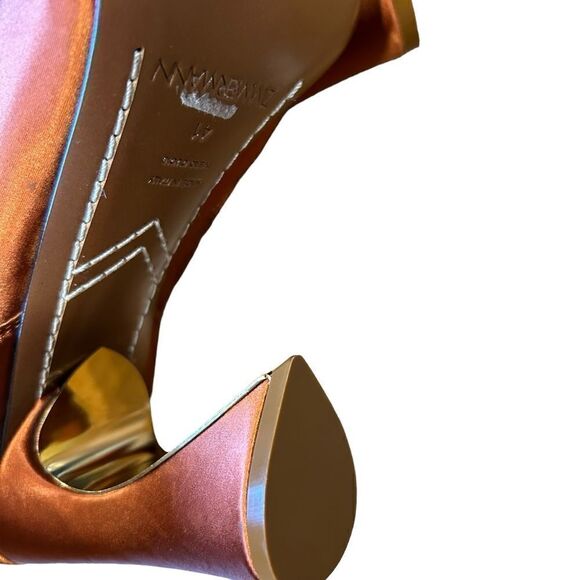 ZIMMERMANN Silk Copper Satin Stretch Sock Knee Boots - Chain-trim not included - Picture 10 of 12